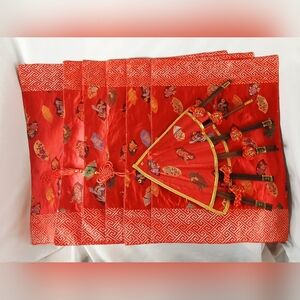 Asian Chinese 6 Chopsticks and Placemats set